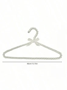 1/2/5/10pcs Pearl Beaded Bow Clothes Hanger, 40cm Plastic Clothes Rack, Pearl Dress Pants Coat Hangers For Adult Clothes,Princess Clothespins Wedding Dress Hanger - White 40cm - View 2