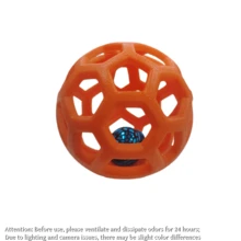 1pc Color Hollow Design Christmas Rubber Squeaky Ball Toy With Bell For Dogs & Cats - Multicolor - View 11
