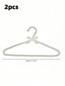 1/2/5/10pcs Pearl Beaded Bow Clothes Hanger, 40cm Plastic Clothes Rack, Pearl Dress Pants Coat Hangers For Adult Clothes,Princess Clothespins Wedding Dress Hanger - White 40cm - View 9