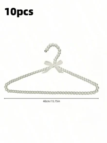 1/2/5/10pcs Pearl Beaded Bow Clothes Hanger, 40cm Plastic Clothes Rack, Pearl Dress Pants Coat Hangers For Adult Clothes,Princess Clothespins Wedding Dress Hanger - White 40cm - View 8