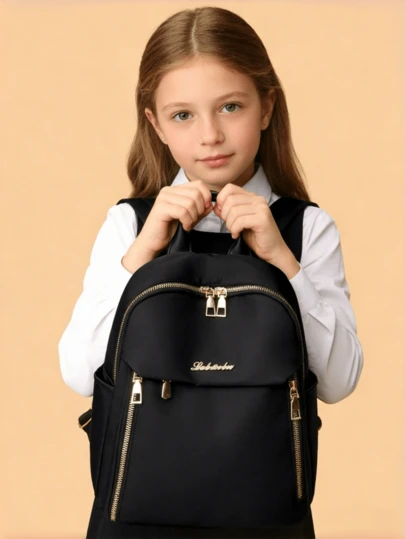 1pc Women Fashion Mini Backpack Large Capacity Lightweight Travel Daypack Unisex Student Bookbag With Zipper Pockets For Outdoor Casual Daily Use