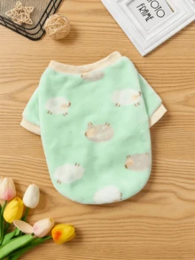 PETSIN 1 Pc Fleece Blue Sheep Print Cute Pet Sweatshirts - Multicolor - View 3