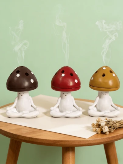 Joivida Mushroom Incense Burner For Meditation Yoga Cute Gift For Kids On Festivals Portable Handheld Incense Holder Ornament For Home Living Room Bedroom Study Tea Room Decor