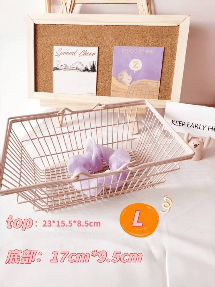 Zazumi Pink Metal Storage Baskets, Japanese Makeup Organizer, Desk & Vanity Jewelry Holder, Gift For Women, Dorm Room Home Decor, Cosmetic & Accessory Display Shelf - Multicolor - View 6