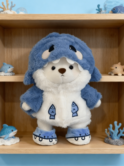POKOJA LAND - BESTSELLERS 11 Inch Cute Shark Dress Up Teddy Bear Plush Toy, Cute Blue Shark Dress Up Teddy Bear, Soft And Fluffy Animal Plush Toy, Detachable Clothing, Cute Birthday Gift And Room Decoration, Perfect Birthday, Valentine's Day, Easter, Thanksgiving Gift For Children, Friends And Girlfriends
