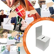 3个装，白色光面纸板投票箱，带投票口 - 6x6x6英寸，DIY主题意见箱，顶部标签可拆卸，适用于筹款活动、投票比赛、派对活动、嘉年华入口投票箱 - 彩色 - 查看 2
