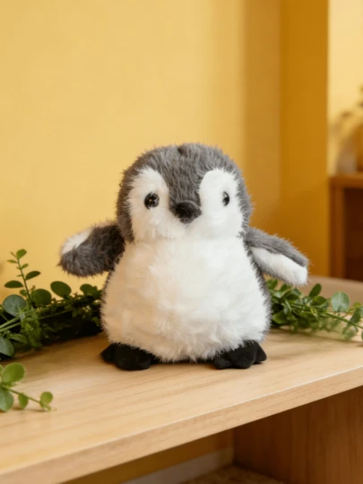 POKOJA LAND - BESTSELLERS 可爱企鹅毛绒玩具，仿真小企鹅造型，灰白相间，适合作为家居装饰、节日礼物、生日礼物送给家人和朋友，也是儿童节、情人节、复活节等节日的理想礼物，春夏皆宜的毛绒收藏品。