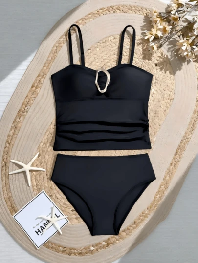 SHEIN Tween Mädchen Urlaubs-Strandtankini-Set