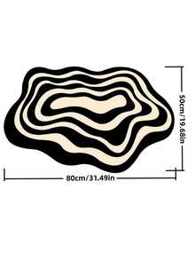 Modern Black And White Abstract Wave Pattern Area Rug - Soft, Hand Washable, Non-Slip Diatom Mud Mat For Living Room Or Bedroom Decor, Minimalist Indoor/Outdoor Use, Indoor Area Rug Versatile Floor Mat Polyester Fiber Rug Back To School - Black and White - View 8