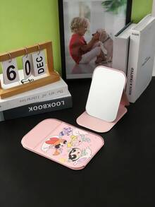 Cartoon Anime Series, Foldable Bathroom Mirror, Lightweight, Ultra-Thin, Portable Handheld Mirror, Durable Polyurethane Leather Material, Suitable For Various Occasions And Everyone, Square Foldable Design For Easy Carrying, Suitable For Valentine's Day Gifts, New Year Gifts, New Year Gifts, Gifts For Girlfriends, Holiday Gifts - Multicolor - View 7