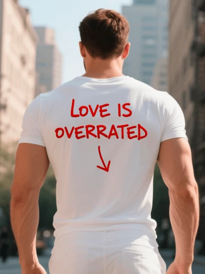 Playera Unisex 100% Algodón Peinado Cuello Redondo Modelo El Amor Esta Sobrevalorado Para San Valentín , Unisex, Fresca y Cómoda