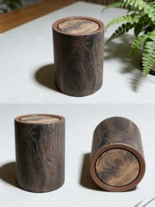 1pc Modern Wood Multi Purpose Waste Bin Space Saving Detachable Lid Touch Surface Stylish For Living Room Bathroom Office Dorm Small Trash Can Home Organization Essential - Multicolor - View 5