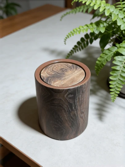 1pc Modern Wood Multi Purpose Waste Bin Space Saving Detachable Lid Touch Surface Stylish For Living Room Bathroom Office Dorm Small Trash Can Home Organization Essential