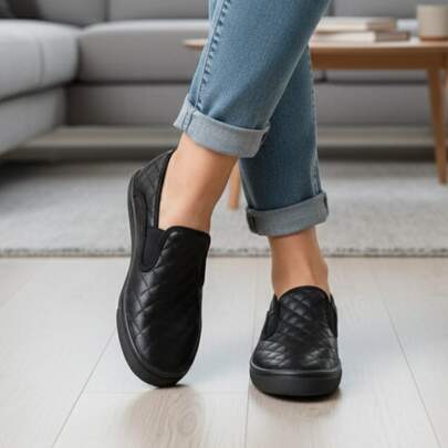 Zapatillas casuales con slip-on, ligeras, de tejido transpirable y térmico , para primavera verano, calzado de estudiante, exterior trabajo