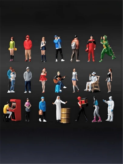 POKOJA LAND 迷你人偶套装 - 色彩缤纷的玩具模型，包含各种专业人物，适合娃娃屋场景搭建，是情侣收藏的理想之选，也是生日、节日、朋友聚会的礼物，春季到夏季皆宜。