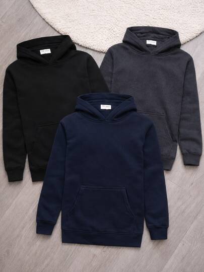 Set 3 piezas sudadera niño con gorro casual para uso diario y para cualquier temporada