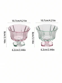 1pc Yogurt Flower Vase Shape Glass Cup, Sweet Dessert/Ice Cream/Yogurt Cup, High-Quality Milk/Juice Glass Cup - Multicolor - View 3