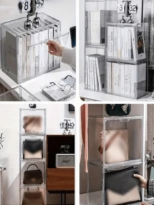 1个亚克力化妆品收纳盒，分类整理盒，分层设计，多种尺寸可选，适合存放化妆品、杂物、书籍、玩偶、桌面用品和浴室用品。 - 無色 - 查看 4