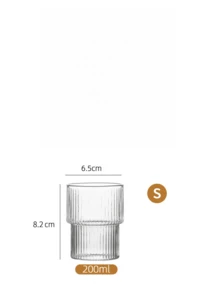 1 Pieza Taza de vidrio transparente con rayas verticales de estilo Ins, taza de vidrio a rayas, para café, jugo o leche, regalo navideño - transparente - Ver 9