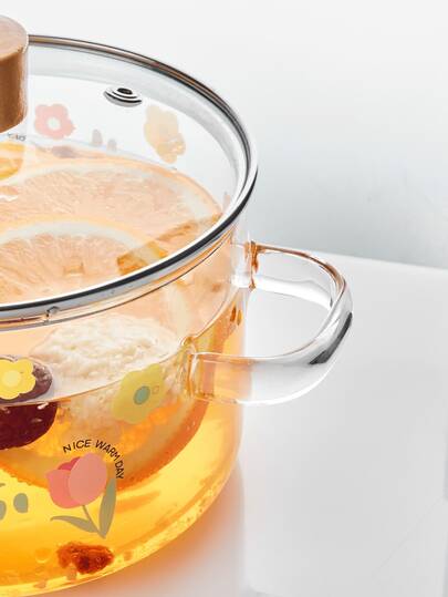 Olla de cocina de vidrio borosilicato de alta gama - Diseños de cactus, tulipán, rosa - Ideal para sopa, fideos, salsas y talla grande - Perfecto para uso doméstico y de restaurante, adecuado para fiestas como Navidad, Acción de Gracias, Halloween