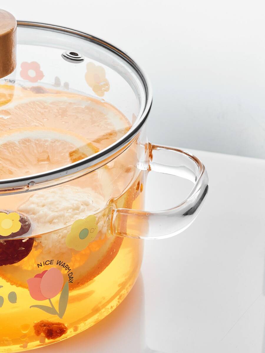 高端硼硅酸盐玻璃烹饪锅 - 仙人掌、郁金香、玫瑰图案 - 适合煲汤、煮面、调味等 - 家用及餐厅皆宜，尤其适合圣诞节、感恩节、万圣节等节日 - 彩色 - 查看 1