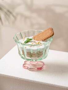 1pc Yogurt Flower Vase Shape Glass Cup, Sweet Dessert/Ice Cream/Yogurt Cup, High-Quality Milk/Juice Glass Cup - Multicolor - View 10