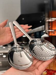 1/2pcs Large Stainless Steel Buffet Spoon, Large Serving Spoon, Party/Banquet/Buffet Spoon, Kitchen Silver Spoon, Practical Kitchen Gadgets For Family Use - Multicolor - View 10