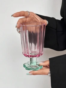 1pc Yogurt Flower Vase Shape Glass Cup, Sweet Dessert/Ice Cream/Yogurt Cup, High-Quality Milk/Juice Glass Cup - Multicolor - View 7