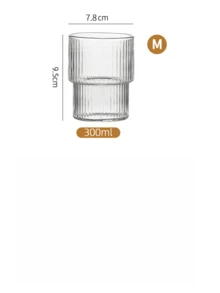 1 Pieza Taza de vidrio transparente con rayas verticales de estilo Ins, taza de vidrio a rayas, para café, jugo o leche, regalo navideño - transparente - Ver 7