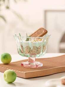 1pc Yogurt Flower Vase Shape Glass Cup, Sweet Dessert/Ice Cream/Yogurt Cup, High-Quality Milk/Juice Glass Cup - Multicolor - View 9