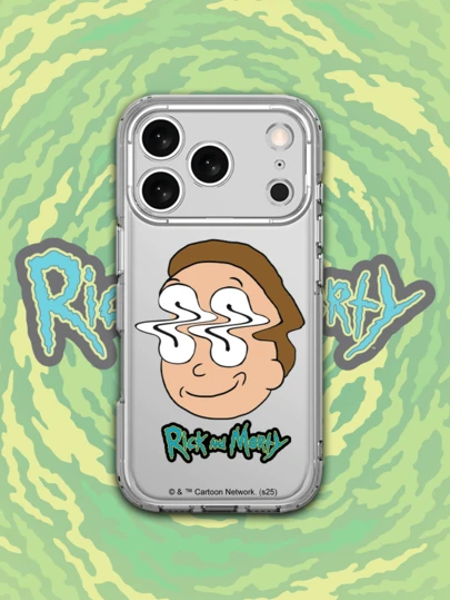 Rick and Morty X SHEIN Rick And Morty Transparent Minimalist Soft Shell Cartoon Series Phone Case, Compatible With IPhone 17/13/14/15/16 Pro, Original Hand-Painted Soft Shell With Anti Drop Design, Holiday Girlfriend Gift