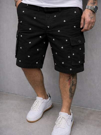 MODA MANIA Bermuda Cargo estampada para Hombre Casual con Bolsillos y Cinturón – Estilo Urbano, Cómoda y Transpirable
