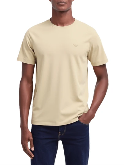 Emporio Armani Men's Beachwear Rundhalsausschnitt T-Shirt Plaza Taupe
