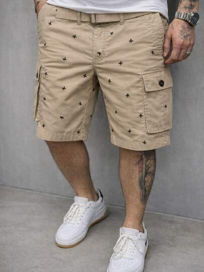 MODA MANIA Bermuda Cargo estampada para Hombre Casual con Bolsillos y Cinturón – Estilo Urbano, Cómoda y Transpirable