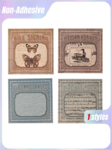 Juego de 4 piezas de bloc de notas con encantos estilo europeo | Bloc de notas retro sin adhesivo para diario y scrapbooking de comercio transfronterizo - Traje - Ver 1