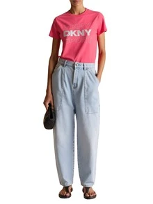 DKNY Women's T-Shirt Silver Pink - Pink Grey - View 3