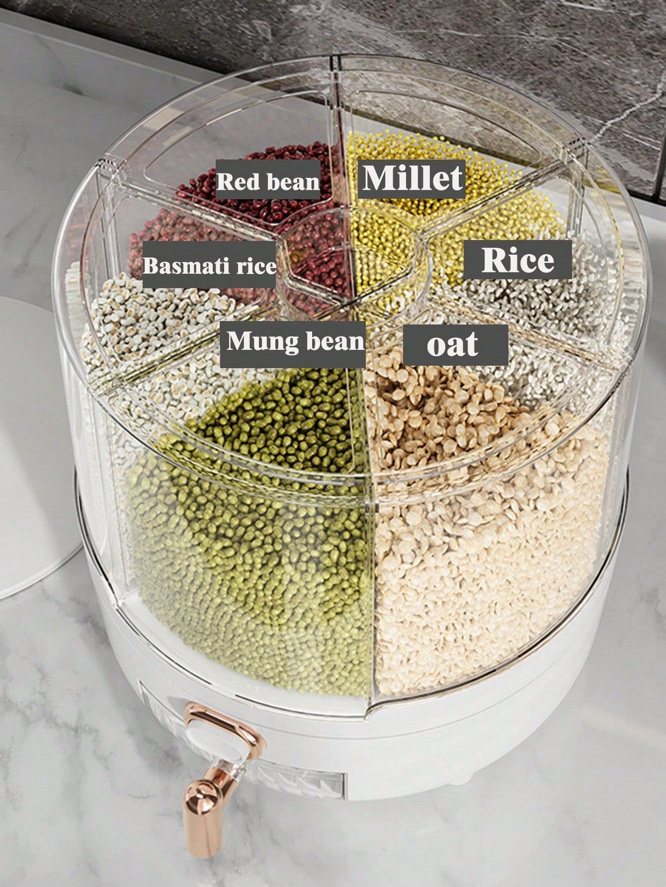 Cubo de arroz para el hogar, caja de almacenamiento de granos, de alta gama, sellada, a prueba de insectos y a prueba de humedad, contenedor de almacenamiento de arroz - Multicolor - Ver 1