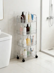 1pc Storage Rack, Transparent Acrylic Beauty Salon Storage Cart, Multi-Layer Movable Snack Cart For Home Use. - Transparent - View 2