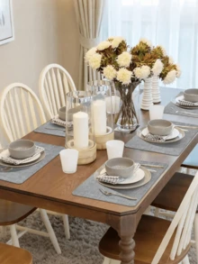 6/4-Piece Leather Placemats - Waterproof - Easy To Clean - Heat Resistant - Non-Slip Placemats Suitable For Indoor And Outdoor Use - Multicolor - View 2