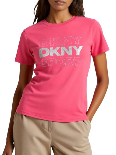 DKNY Women's T-Shirt Silver Pink