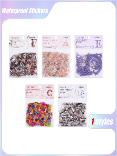 5pcs High-Value Floral Sticker Pack | Retro PET Kids' Stickers For Journal & Card Making