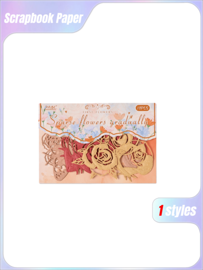 Juego de 4 pegatinas de papel con sombra de flor hueca | Suministros DIY retro sin adhesivo para collage transfronterizo