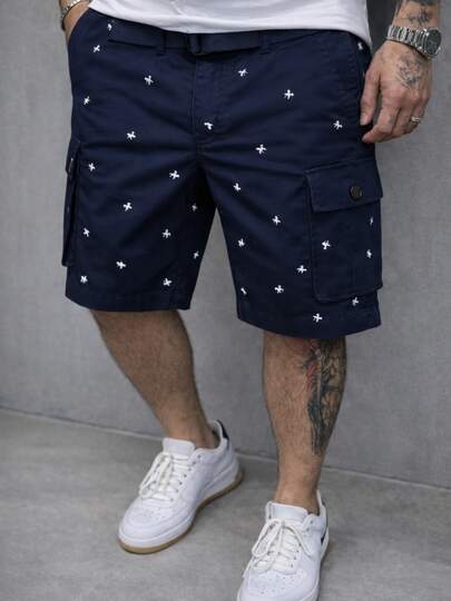 MODA MANIA Bermuda Cargo estampada para Hombre Casual con Bolsillos y Cinturón – Estilo Urbano, Cómoda y Transpirable