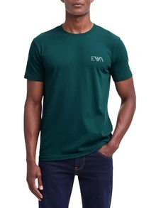 Armani Men's T-Shirt 2 Pack Navy Green - Armani Blue/Pine - View 2