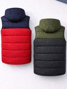 Set 2 chalecos niños acolchados niño con gorro diseño urbano ajuste cómodo cierre frontal uso diario temporada otoño  invierno - Multicolor - Ver 2