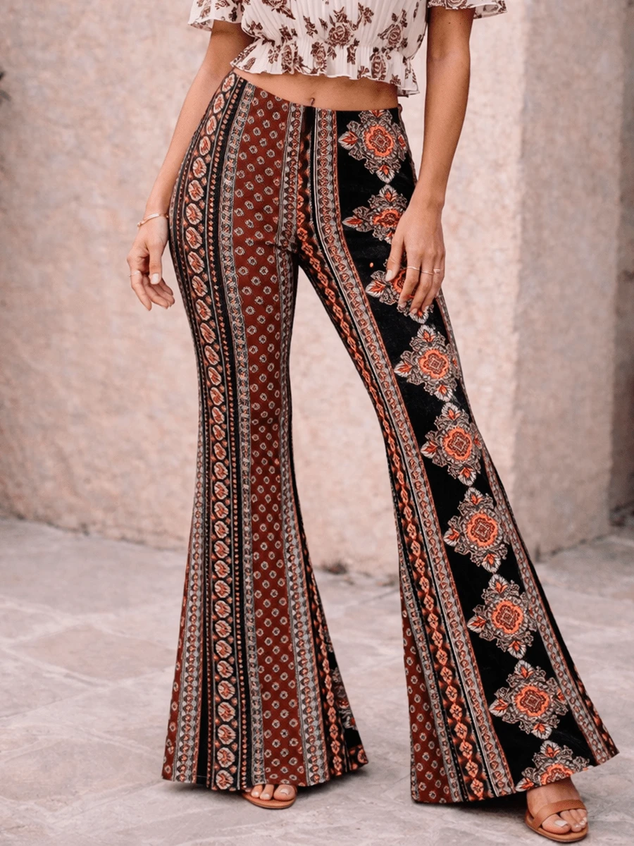 Leggins Estampados  Acampanados Para Dama - Rojo - Ver 1