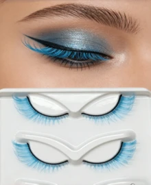 5 Pairs Colored False Eyelashes Cat Eye Blue Mink Effect Lashes For Cosplay Fluffy Soft Criss Cross Natural Look Strip Lash Makeup Tools - Blue - View 1