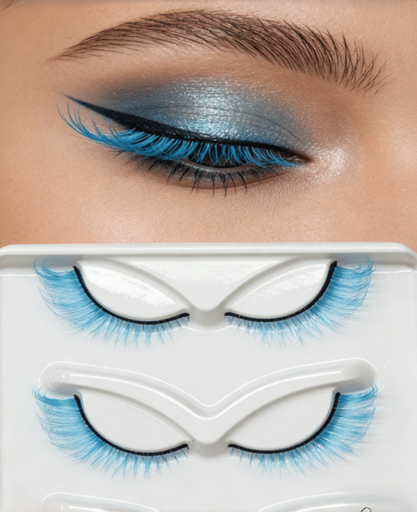 5 Pairs Colored False Eyelashes Cat Eye Blue Mink Effect Lashes For Cosplay Fluffy Soft Criss Cross Natural Look Strip Lash Makeup Tools