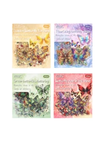 4pcs Butterfly Dance Breeze Holographic Sticker Pack | Waterproof PET Cross-Border Journal DIY Supplies - suit - View 10