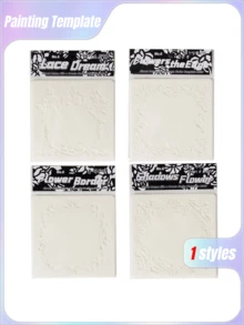 4 piezas Juego de plantillas caladas con diseño de flores y sueños PET | Suministros DIY para pintura en aerosol y diarios a través de fronteras - Conjuntos - Ver 1